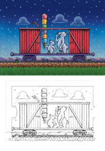 Comparison of finished art against given pencils