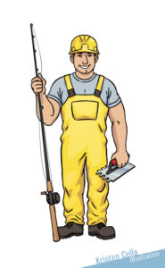 Fisherman with trowel for 2013 San Diego Contractor Council